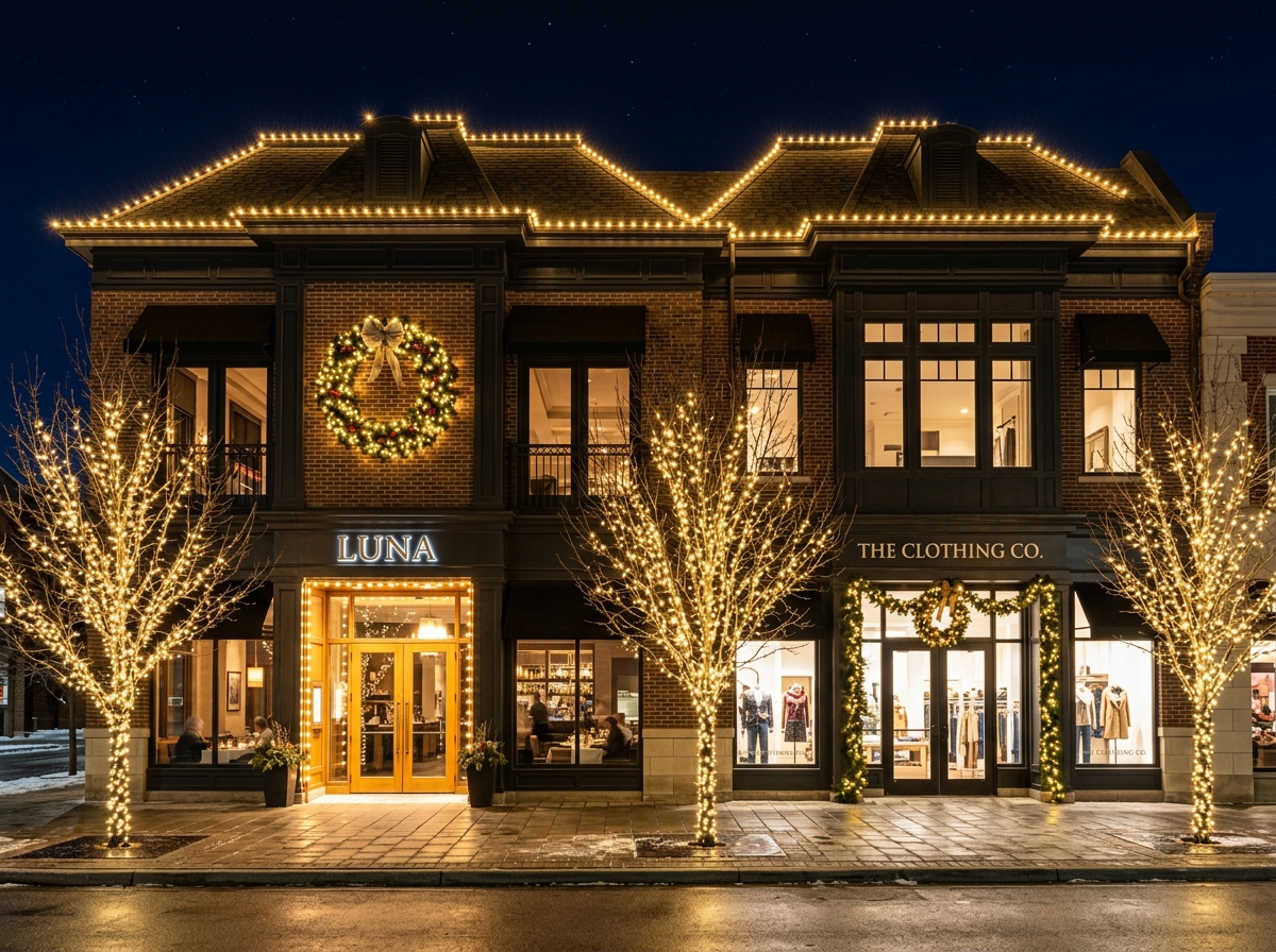 Commercial storefront and retail holiday lighting
